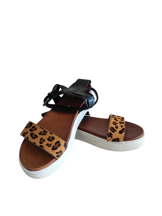 MIA Shoes - MIA Leopard Print Platform Sandals - Black Straps SZ 6.5